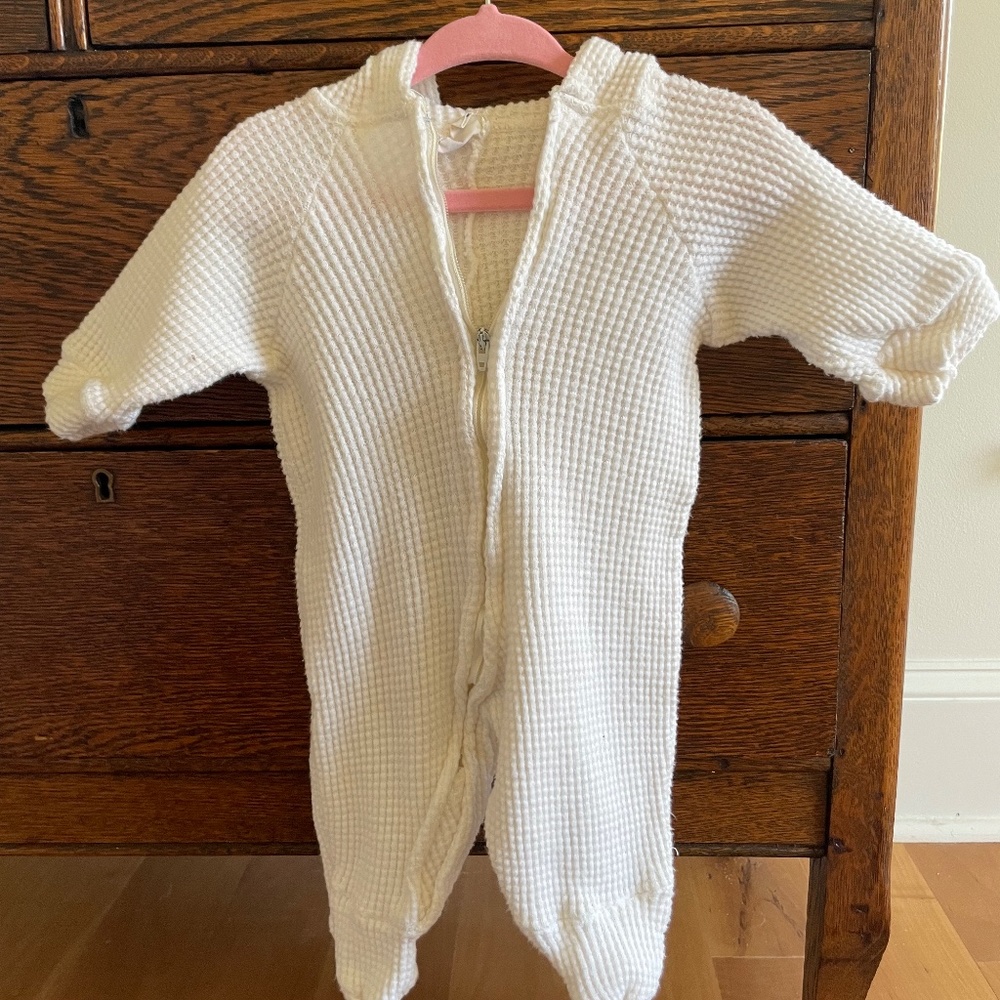 Vintage waffle zip onesie for newborn